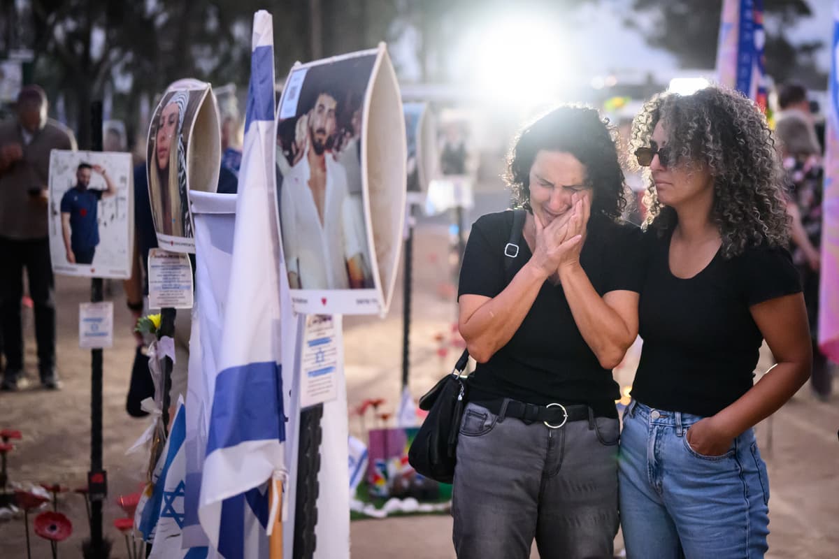 Leon Neal/Getty Images. Family members and friends of the lost and kidnapped gather at the site of the Nova Festival to mark the one year anniversary of the attacks by Hamas.