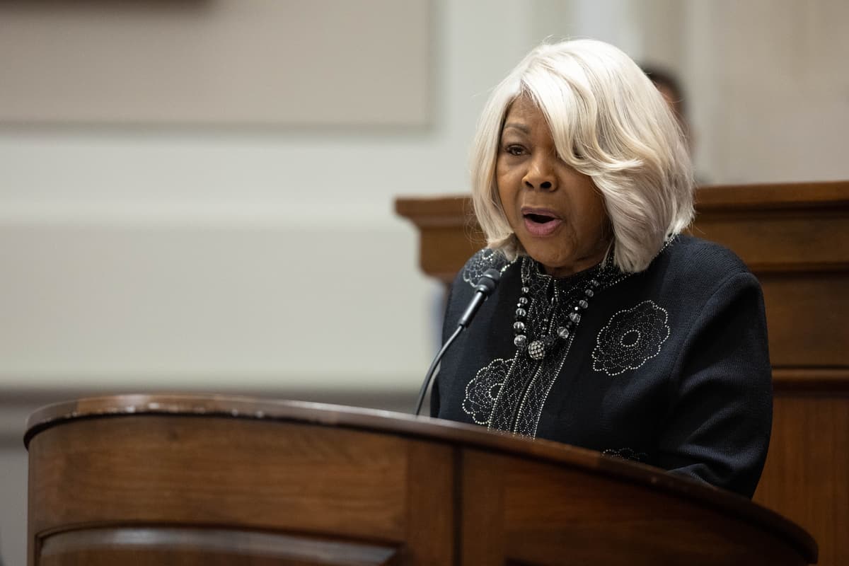 Mike Kropf-Pool/Getty Images In this file photo, Virginia's state senator and president pro tempore, Louise Lucas, speaks during the investiture ceremony of Chief Justice Cleo E. Powell in the chamber of the Supreme Court of Virginia, on March 2, 2026, at Richmond, Virginia.