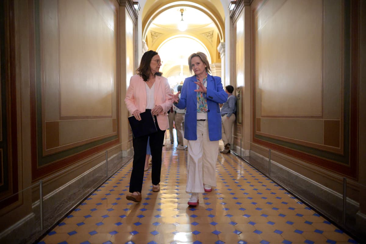 Chip Somodevilla/Getty Images Deb Fischer, left, and Senator Cindy Hyde-Smith talk as they head for a vote at the U.S. Capitol on June 1, 2026 at Washington, D.C.