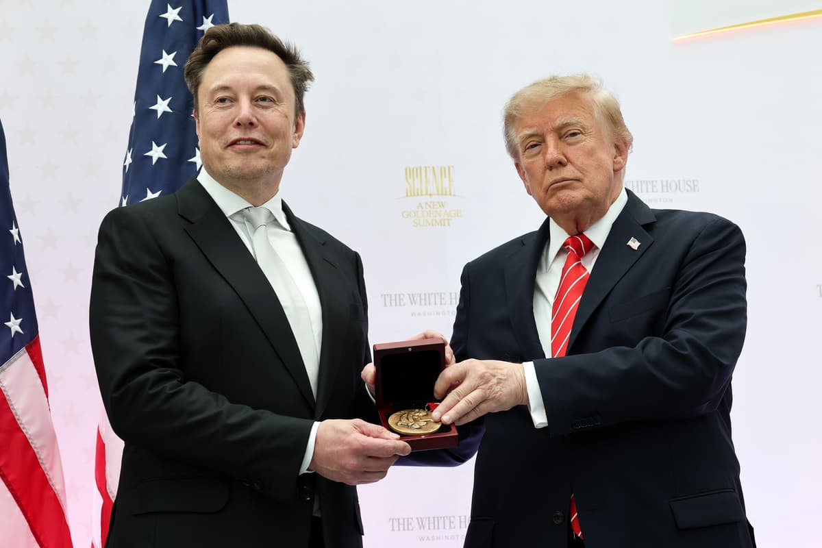 Win McNamee/Getty Images Tesla and SpaceX CEO Elon Musk receives the National Medal of Science from President Trump on October 8, 2026 at Washington, D.C.