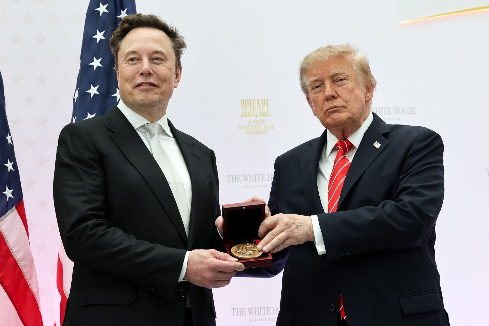 Win McNamee/Getty Images Tesla and SpaceX CEO Elon Musk receives the National Medal of Science from President Trump on October 8, 2026 at Washington, D.C.