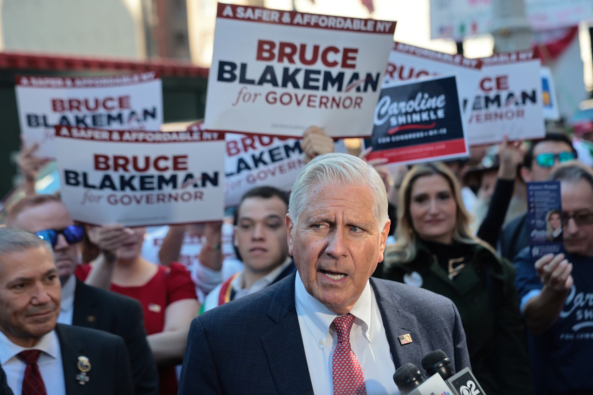 Michael M. Santiago/Getty Images Republican gubernatorial candidate and Nassau County Executive Bruce Blakeman on October 12, 2026 at New York City.