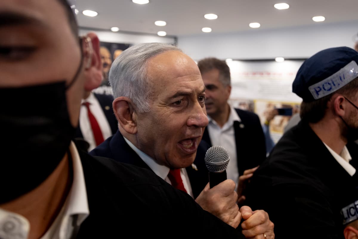 Amir Levy/Getty Images Israeli Prime Minister and Likud Party leader, Benjamin Netanyahu, speaks to supporters during an election campaign event on October 22, 2026 in a restaurant in Hatikva Market ahead of Israel's general elections scheduled for this week.