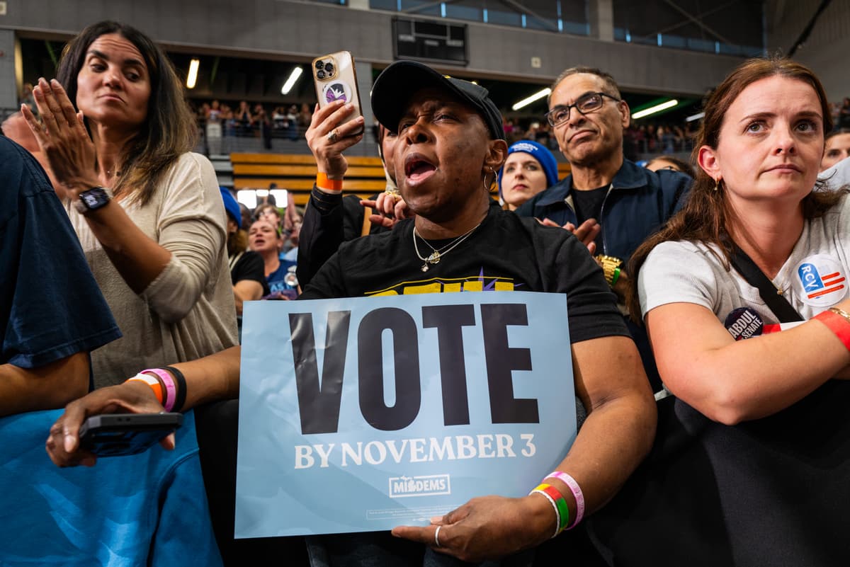 Spencer Platt/Getty Images Crowds watch as former President Obama joins Democratic candidates Jocelyn Benson and Abdul El-Sayed during a “Get Out the Vote" rally on October 24, 2026, at Detroit, Michigan.