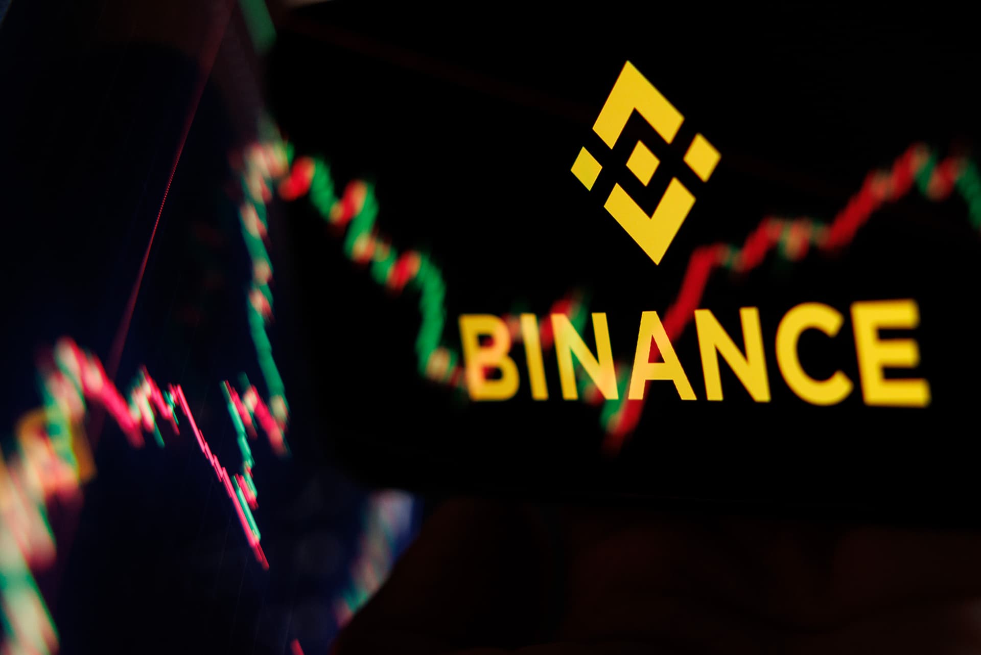 Dan Kitwood/Getty Images The Binance logo is displayed on a phone screen adjacent to an image from a crypto exchange on a laptop at London, England, on October 30, 2026.