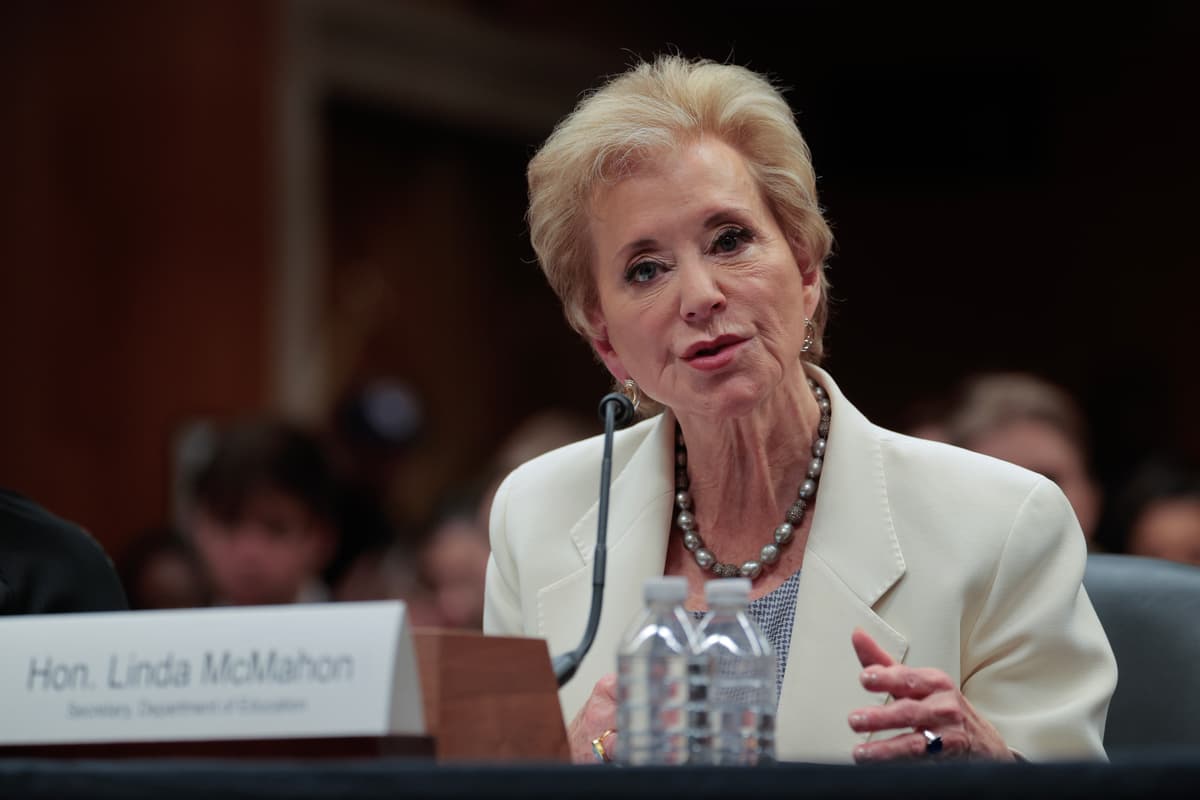 Chip Somodevilla/Getty Images Education Secretary Linda McMahon testifies before the Senate Appropriations Committee's Labor, Health and Human Services, and Education Subcommittee on Capitol Hill on June 3, 2025.