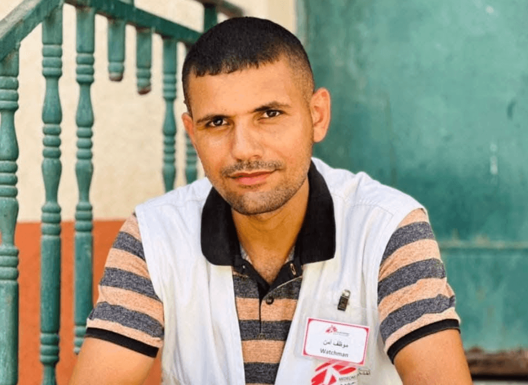 Via Facebook Ahmad Dawood Abu Mohsen dressed as a Doctors Without Borders worker.