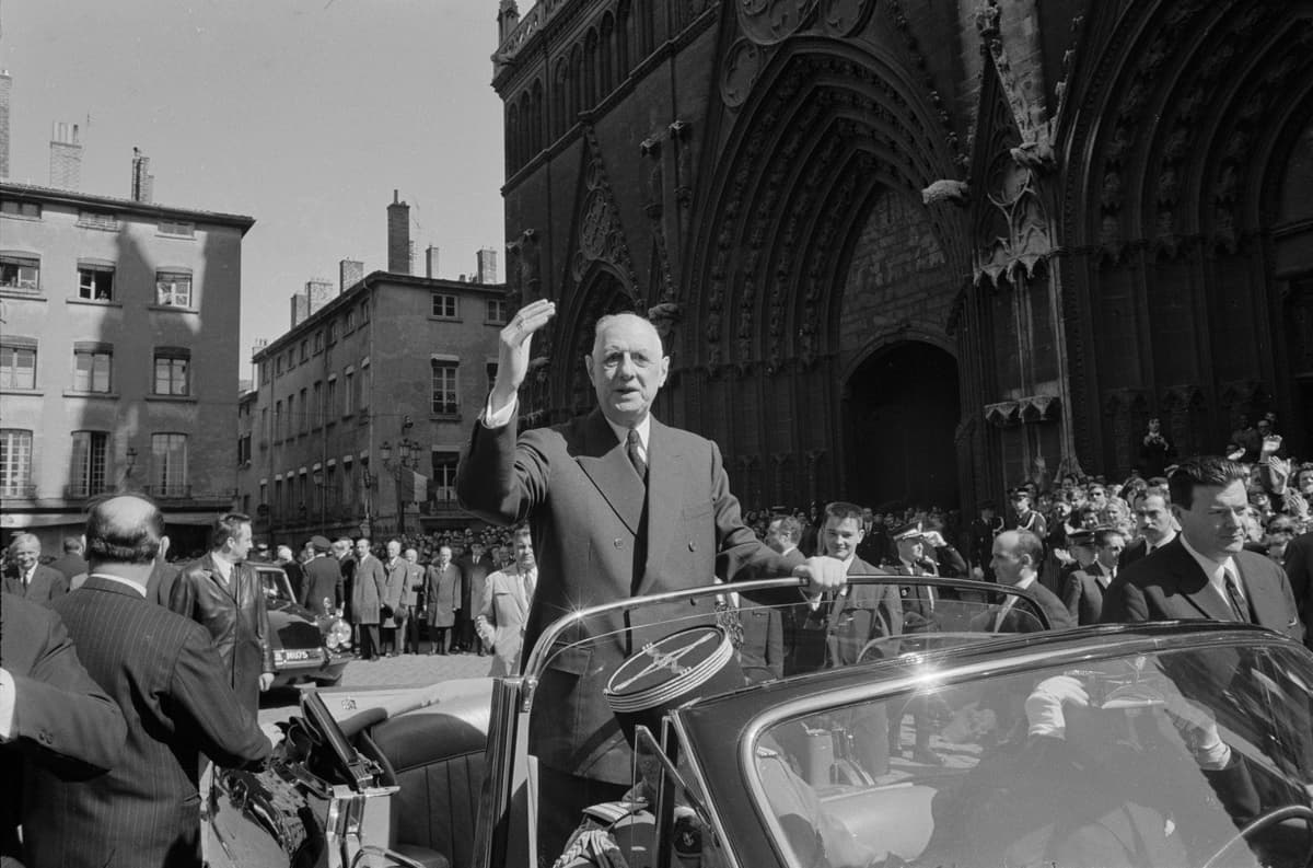 Alain Nogues/Sygma via Getty Images President Charles de Gaulle during a visit to Lyon on March 24, 1968.