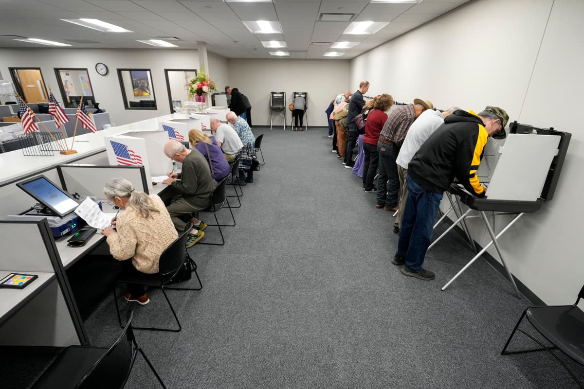 DES MOINES, IOWA - OCTOBER 14: People vote at the Polk County Election Office during early voting in the midterm election on October 14, 2026 in Des Moines, Iowa. Wednesday was the first day Iowans could cast an early in-person ballot in the general election.(Photo by Charlie Neibergall/Getty Images) The New York Sun