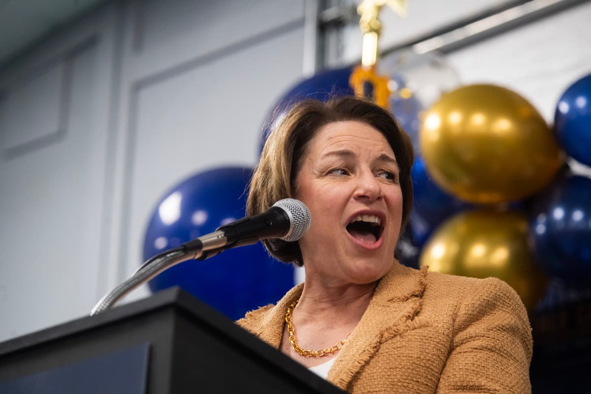 Matthew Hatcher/Getty Images Senator Amy Klobuchar at Westville New Jersey on October 11, 2025.