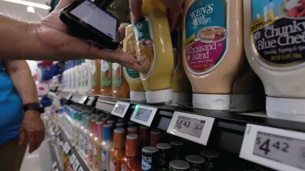 Via X Digital price tags are seen in a store at Grapevine, Texas, in an image released by Walmart to announce the introduction of the technology in its stores on June 6, 2024.