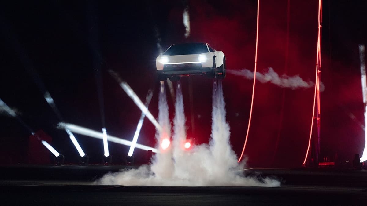 Tesla The Tesla Roadster is equipped with thrusters that provide short periods of flight.