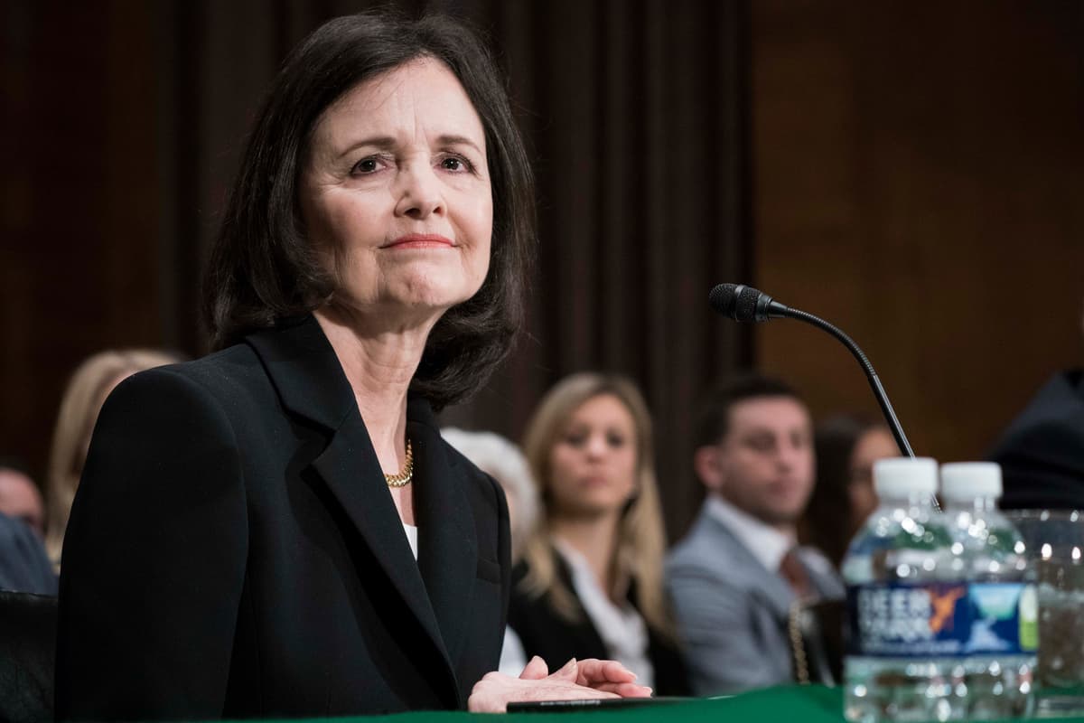 Sarah Silbiger/Getty Images Judy Shelton testifies before the Senate Banking, Housing, and Urban Affairs Committee on February 13, 2020.