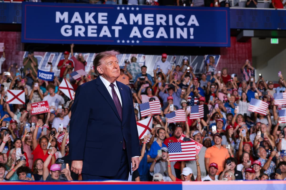 Anna Moneymaker/Getty Images President Trump at a campaign rally on October 2, 2026 at Mobile, Alabama.