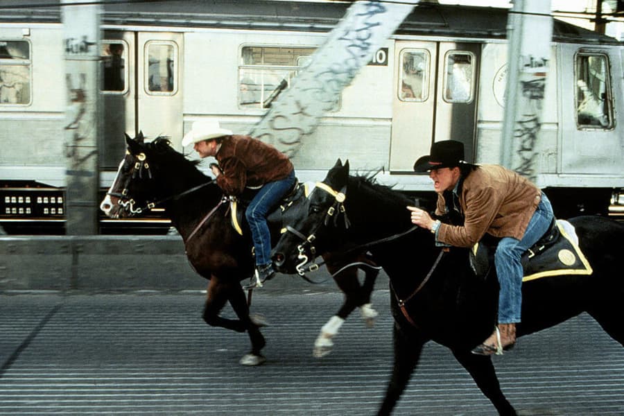 Universal Kiefer Sutherland and Woody Harrelson in 'The Cowboy Way.'